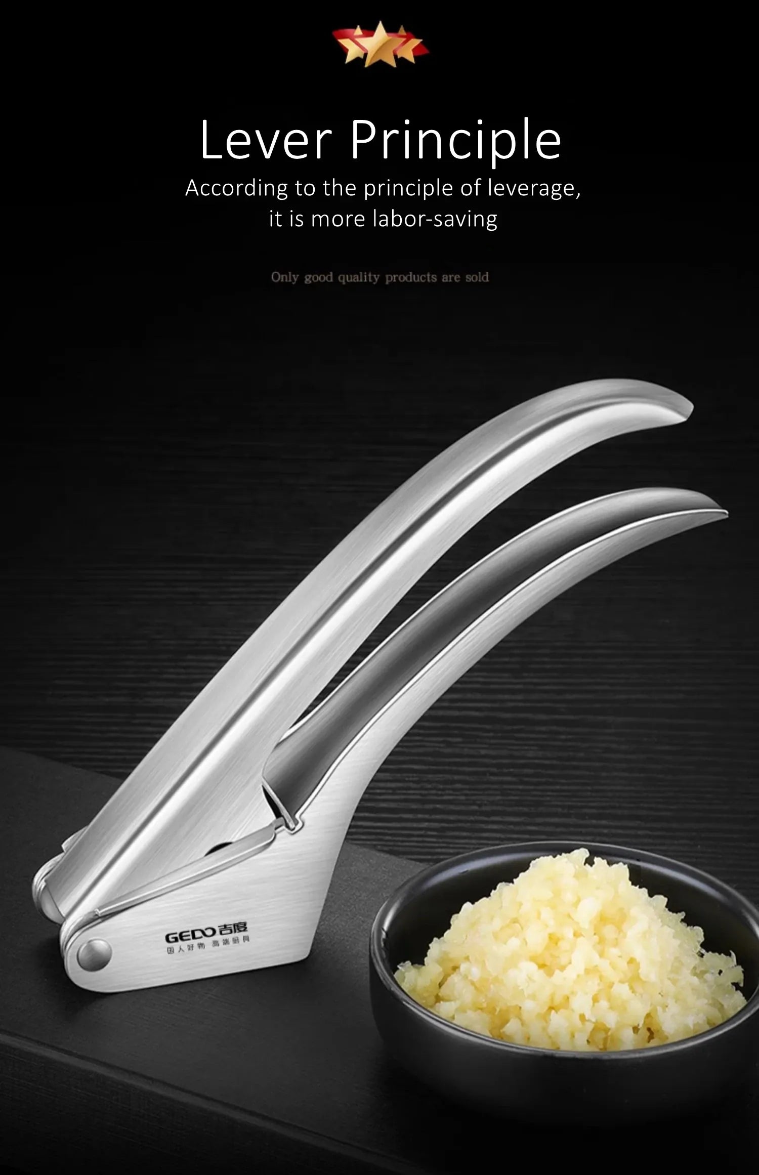 Presse-Ail Manuel Inox 304 Certifié LFGB — Double Levier, Sans Épluchage presseail