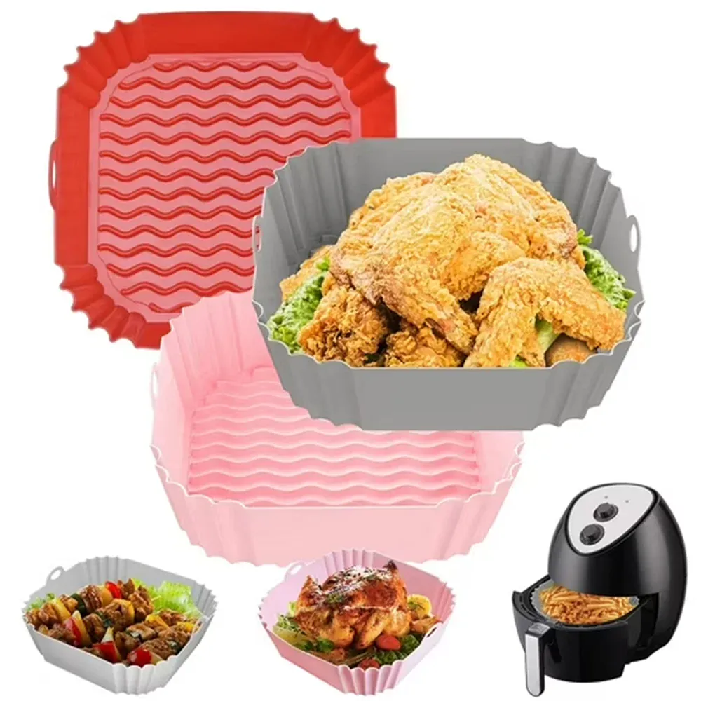 Moule Silicone Air Fryer Réutilisable Rectangulaire - Lot de 2 Pièces Air Fryer