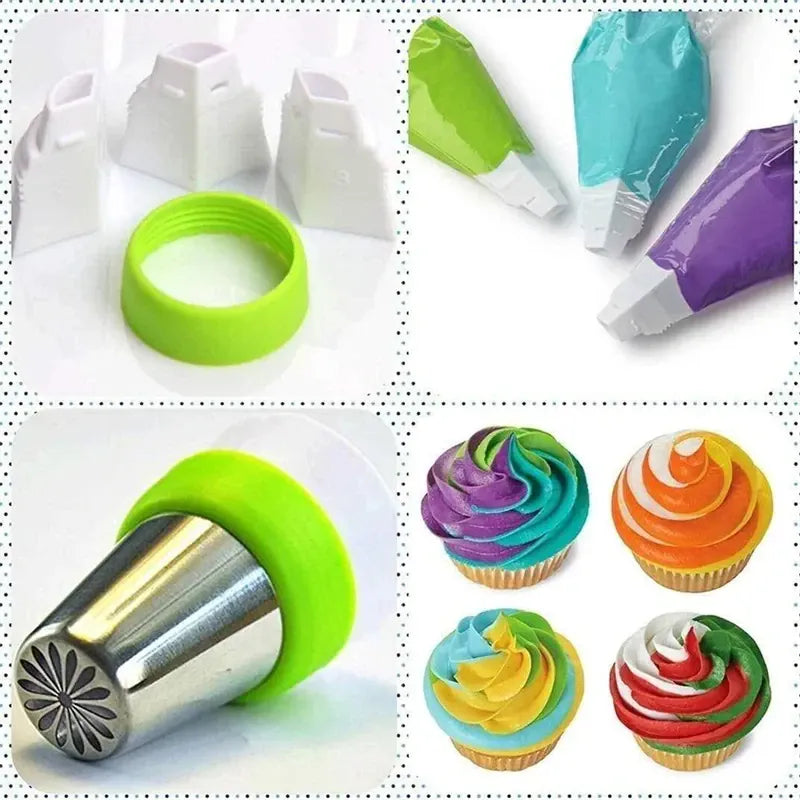 Douilles à pâtisserie en inox 13 pièces avec poches à douille décoratives douillepoche