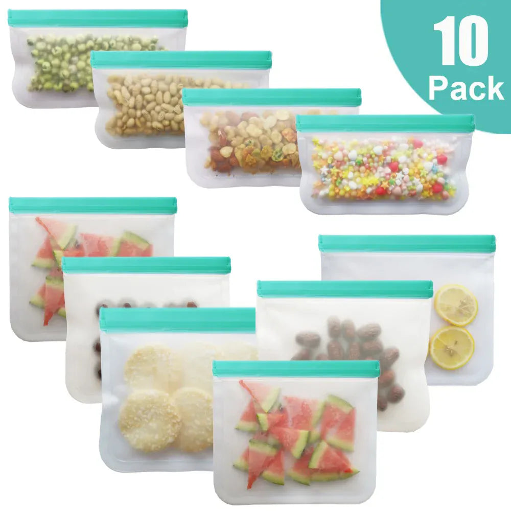 Sachets Silicone Réutilisables Anti-Fuite - Lot de 7 Pièces 25x30cm