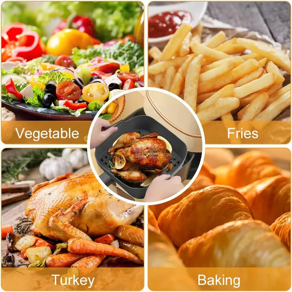 Moule Silicone Air Fryer Réutilisable Carré - Facile à Nettoyer Air Fryer