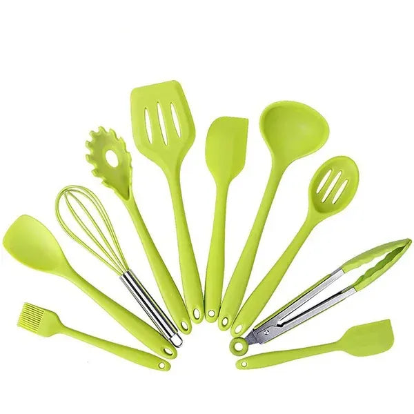 Set Ustensiles Silicone 10 pièces | Non-adhérent et résistant à la chaleur spatule en silicone