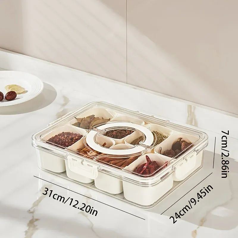 Boîte Snack Organiseur 4 Compartiments Empilable avec Couvercle
