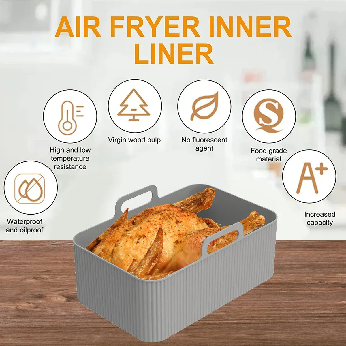 Moules Silicone Réutilisables Air Fryer - Lot de 2 Rectangulaires Air Fryer