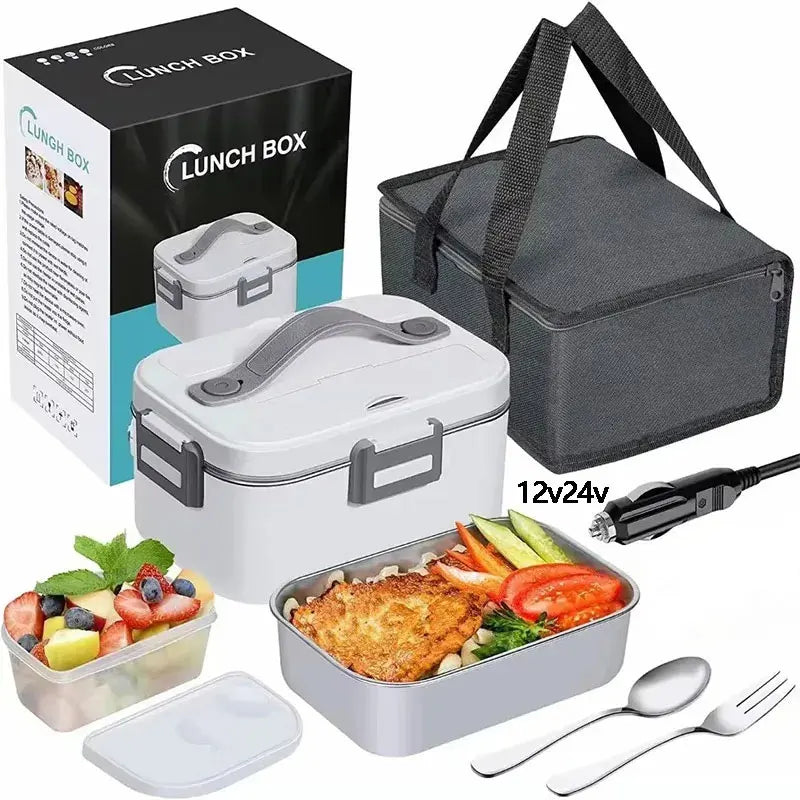 Lunch Box Chauffante Électrique 75 W — Cuve Inox 304 1,8 L — 12 V / 24 V / 220 V avec Sac Isotherme lunchboxchauf