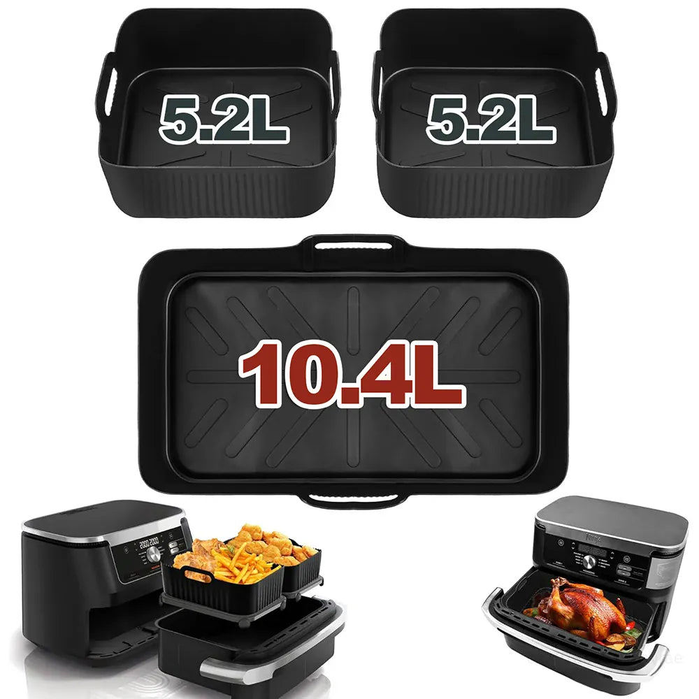 Moule Silicone Réutilisable Air Fryer Lot de 3 Rectangulaires 52L Air Fryer