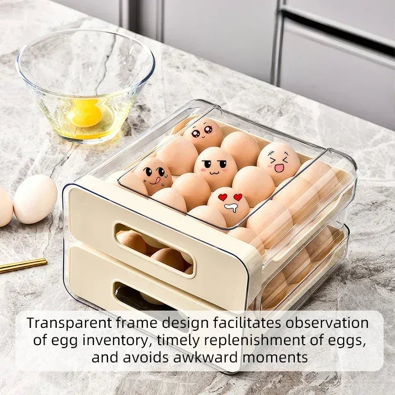 Organiseur de Rangement Frigo pour 32 Œufs | Double Couche