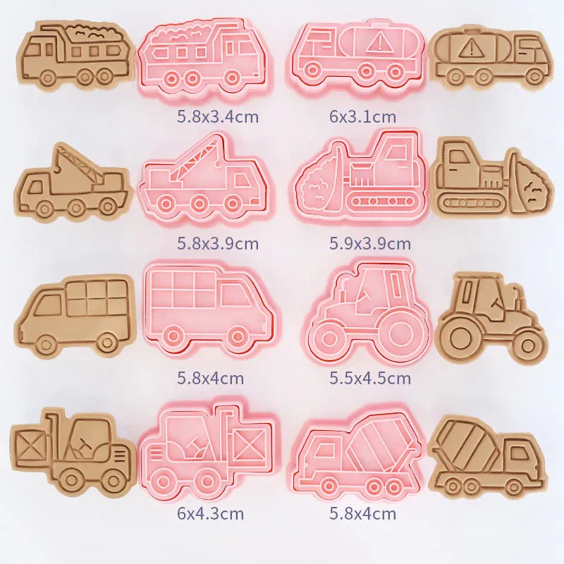 Emporte-pièces de pâtisserie - Set de 8 camions en plastique 3D emportepieces