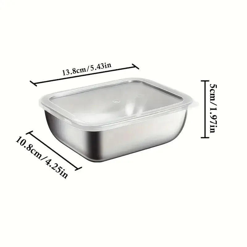 ensemble de cinq boîtes en acier inoxydable