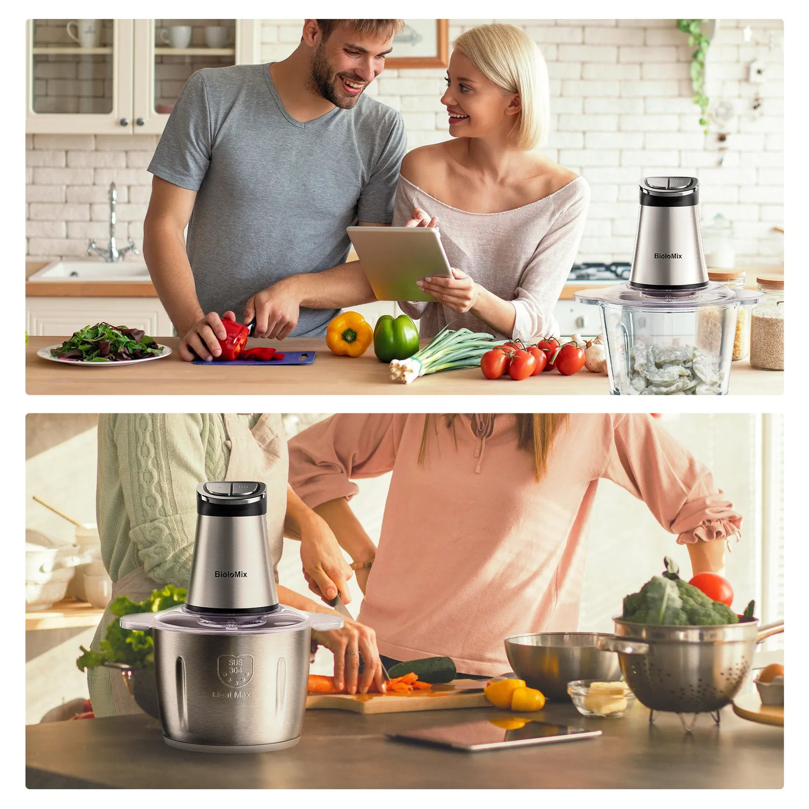 Hachoir Électrique 300W 3L — 2 Bols (Inox + Verre) et Lames Bi-Niveaux hachoir electrique