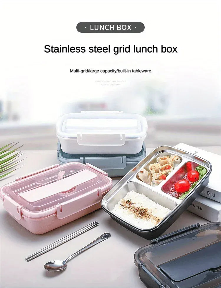 Bento Inox 3 Compartiments | Boîte Durable et Étanche 1,2L Bento