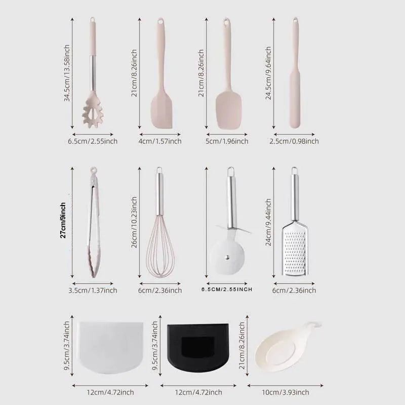 Set Ustensiles Silicone 43 pièces Résistants à la Chaleur inox spatule en silicone