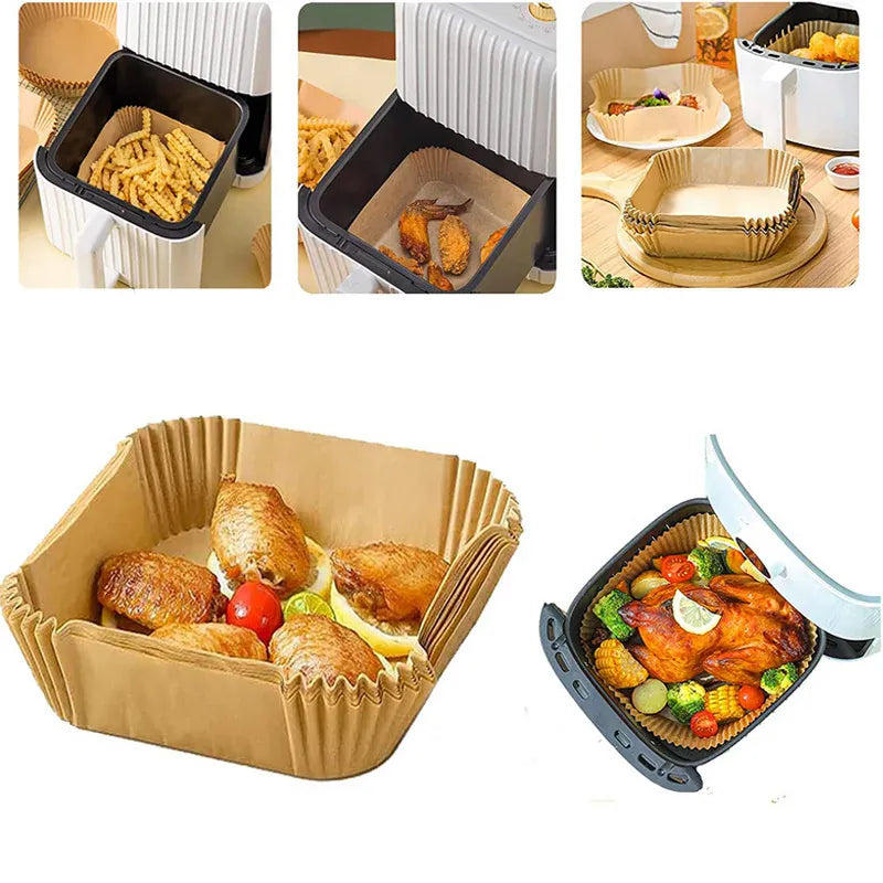 Papier Cuisson Air Fryer Jetable Antiadhésif Carré Lot de 50 Pièces Air Fryer