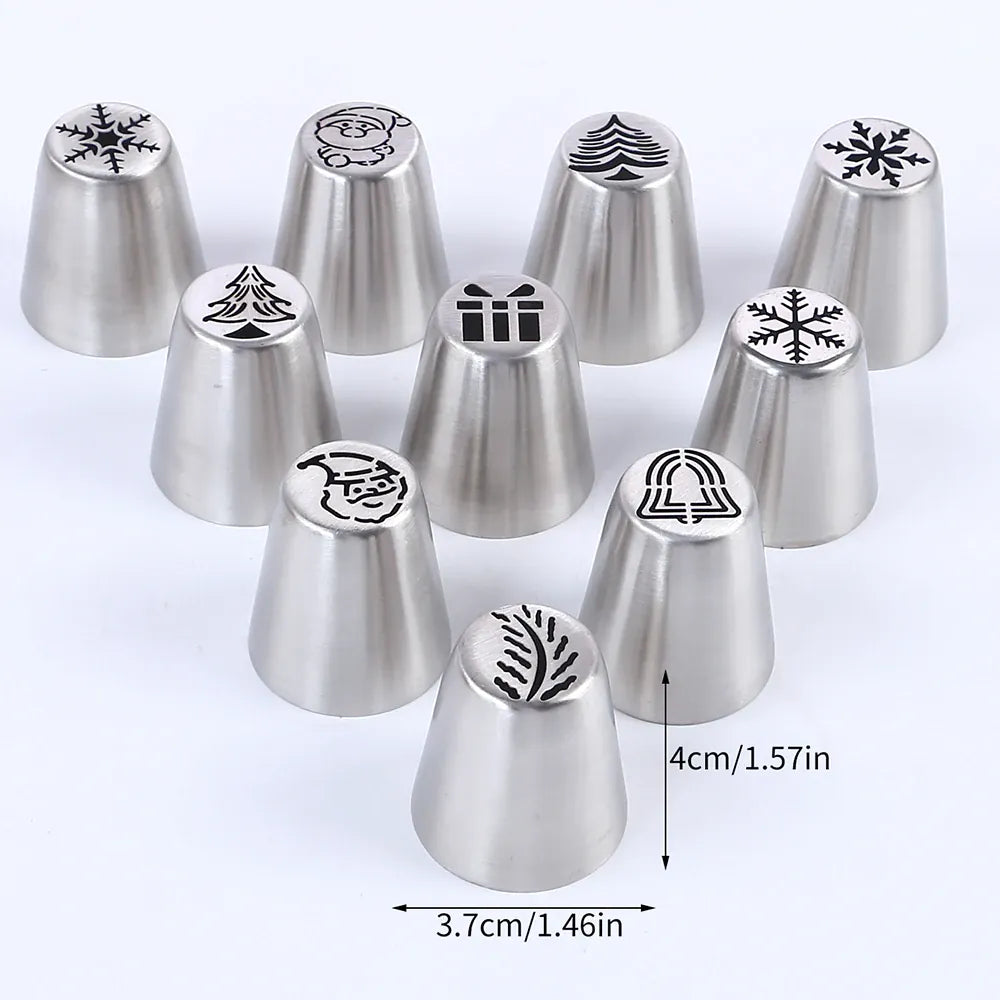 Set de 10 Douilles à Pâtisserie en Acier Inoxydable - Motifs de Noël douillepoche