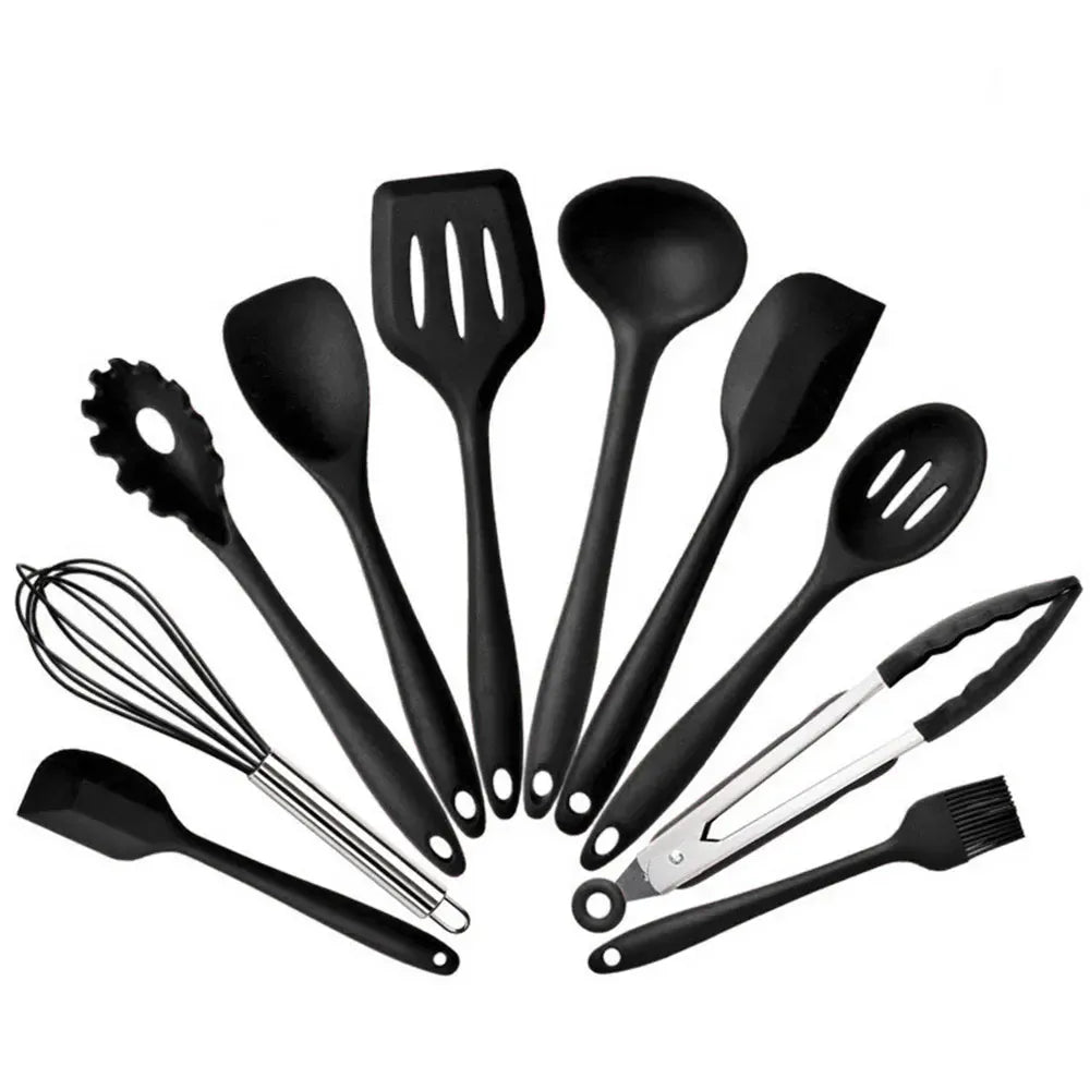 Set Ustensiles Silicone 10 pièces | Non-adhérent et résistant à la chaleur spatule en silicone