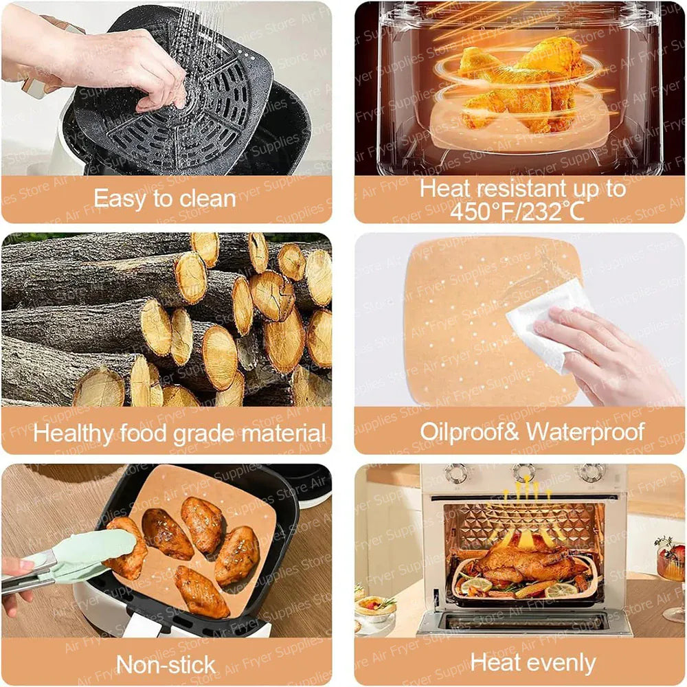 Moules Silicone Air Fryer Réutilisables Carré 23 cm - Lot de 1 Air Fryer