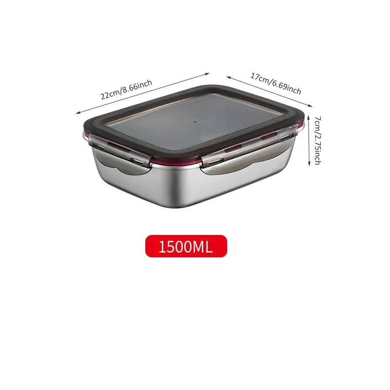 Boîte Hermétique Inox 304 Anti-Fuite — 4 Clips de Verrouillage Boîtes Hermétiques