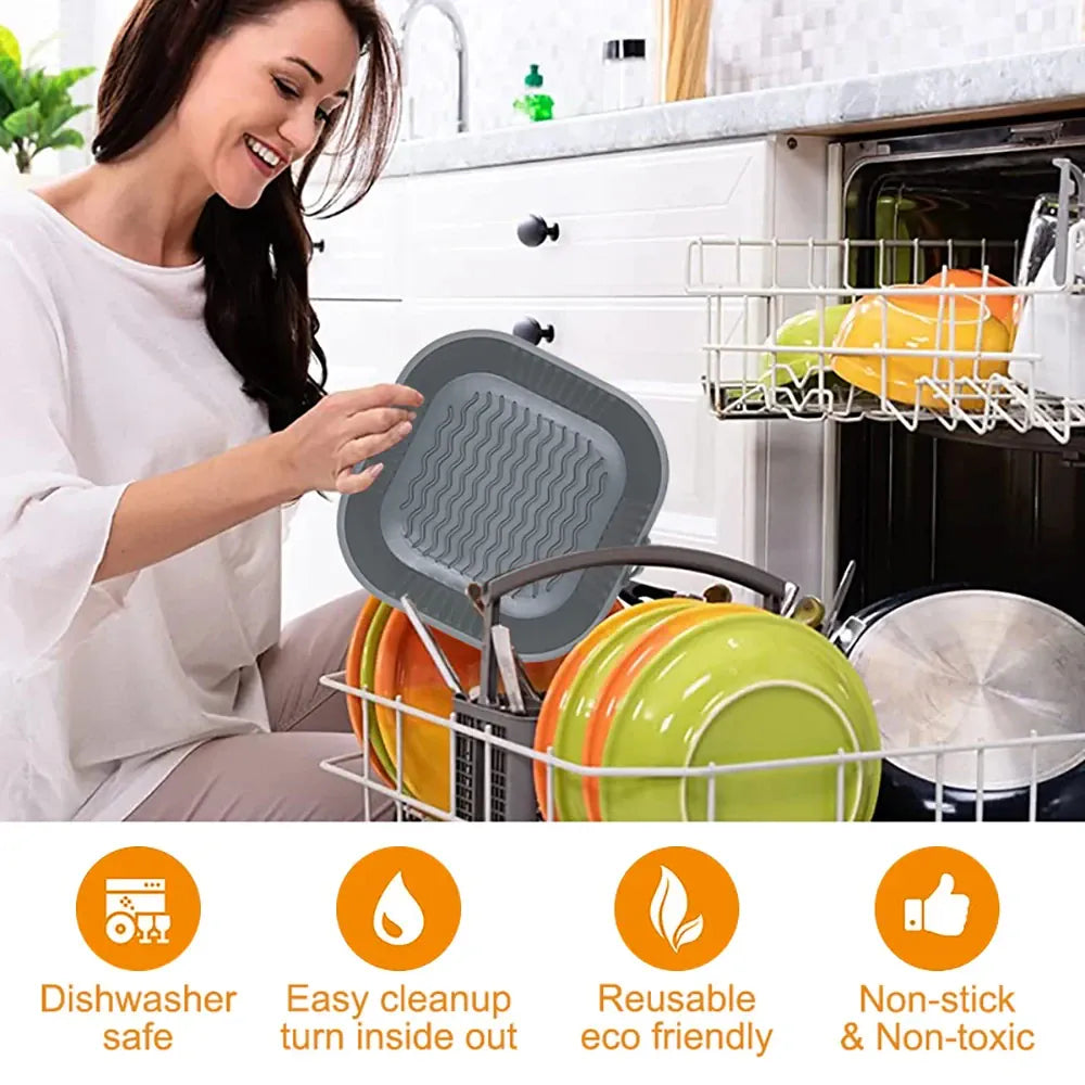 Moule Silicone Air Fryer Réutilisable Carré - Lot de 3 Pièces Air Fryer