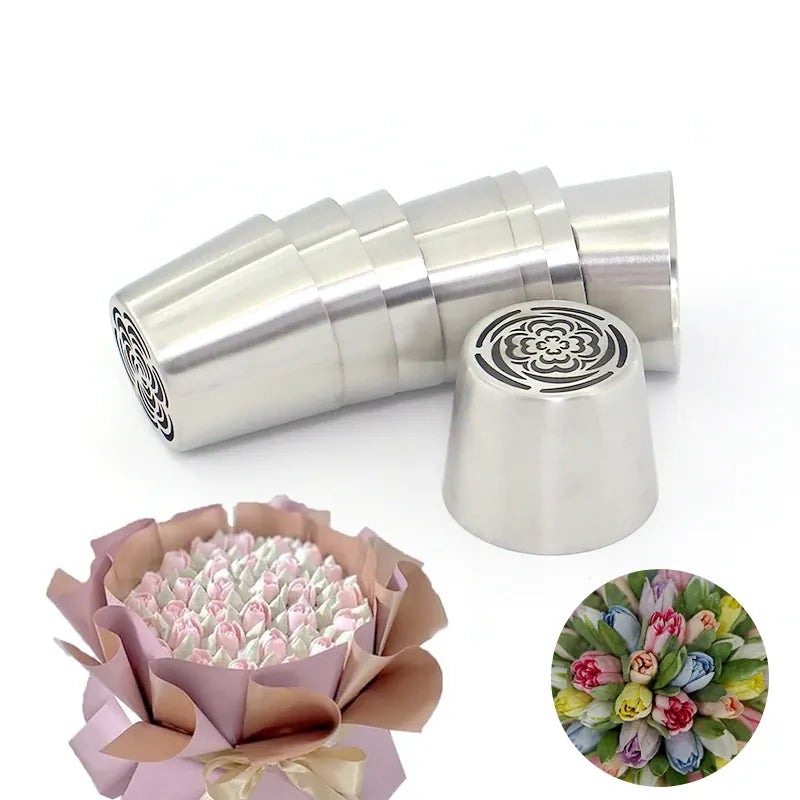 Douilles à Pâtisserie en Acier Inoxydable pour Fleurs 3D - 8 Pièces douillepoche