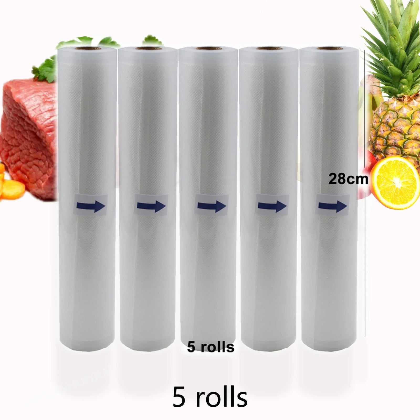 Sacs Sous Vide Transparent - Lot de 5 Rouleaux 28cm X 500cm