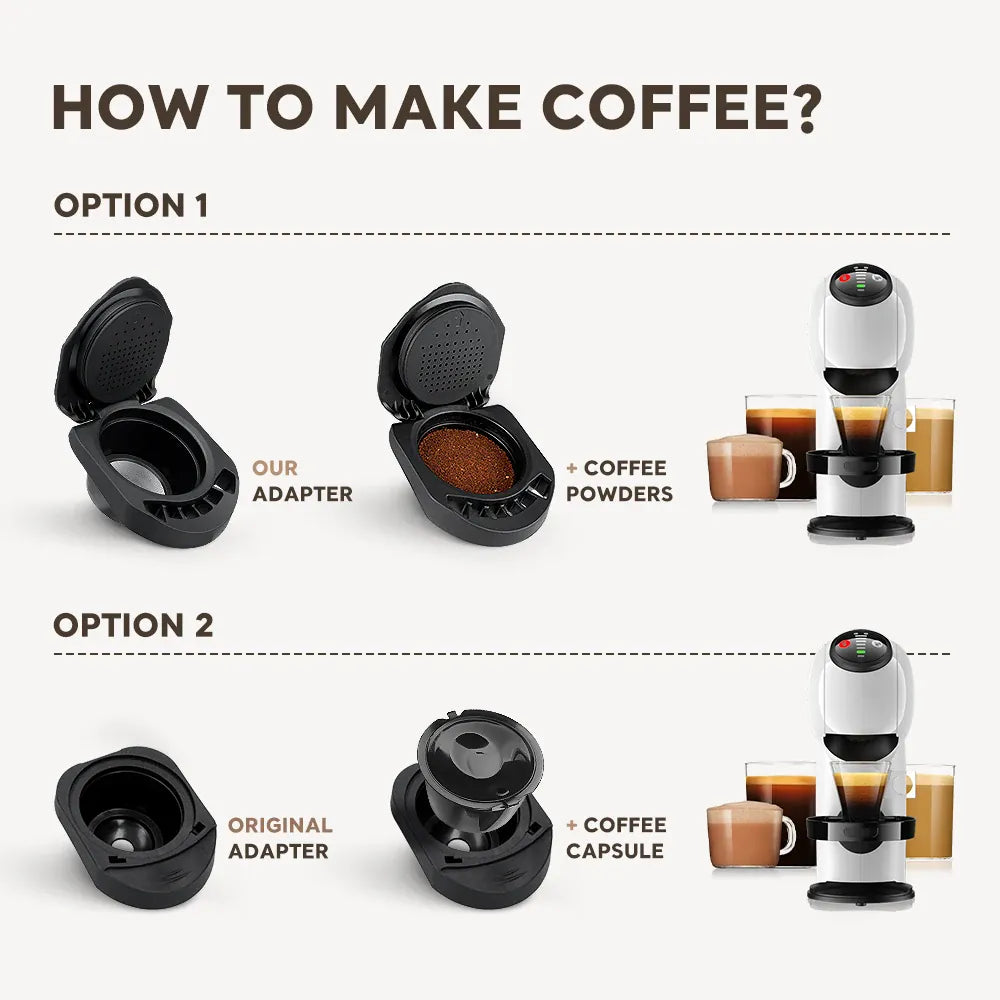 Adaptateur Capsule Réutilisable Compatible Dolce Gusto — Café Moulu ou Nespresso capsule