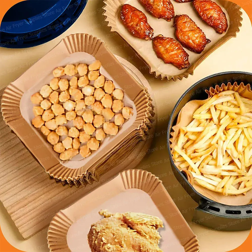 Papier Cuisson Air Fryer Jetable Carré 20-24 cm Lot de 100 Air Fryer