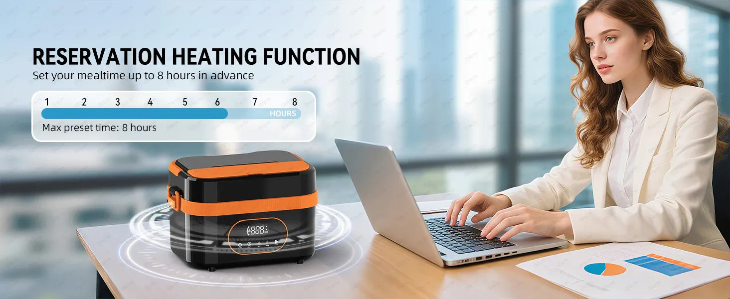 LunchBox Chauffante Sans Fil 60 W — Batterie 18 000 mAh, Cuve Inox 304, Timer 8h lunchboxchauf