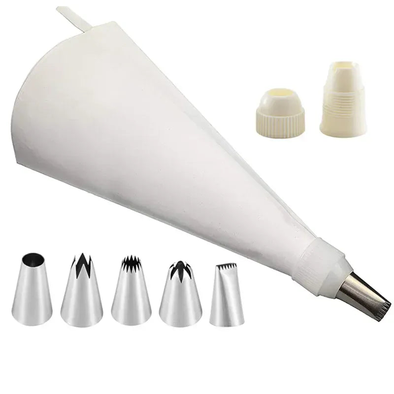 Set de 8 accessoires de pâtisserie en silicone et inox pour décoration de gâteaux douillepoche