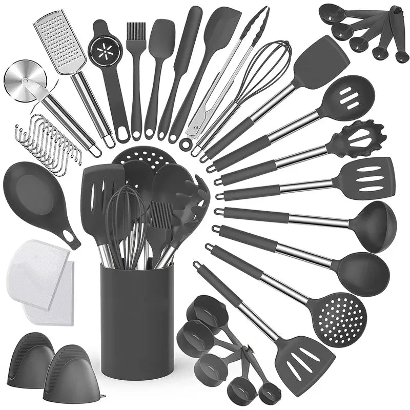 Set Ustensiles Silicone 43 pièces Résistants à la Chaleur inox spatule en silicone