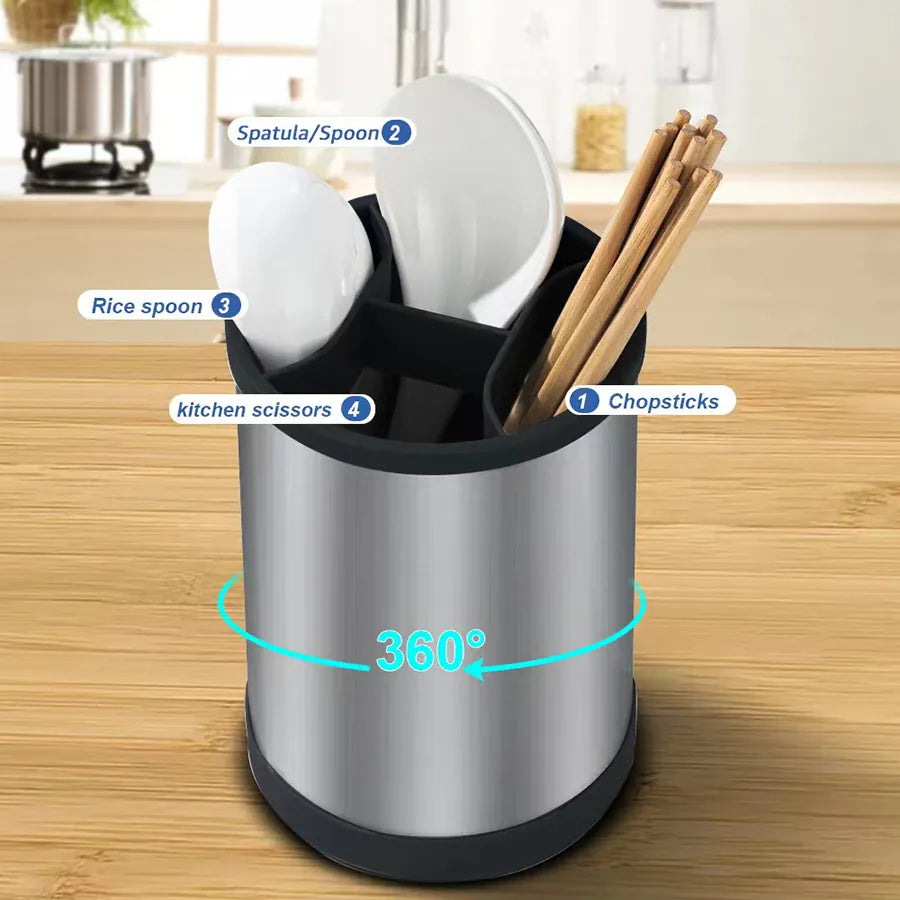 Set Ustensiles de Cuisine 6 pièces | Rangement Pratique et Rotatif spatule en silicone