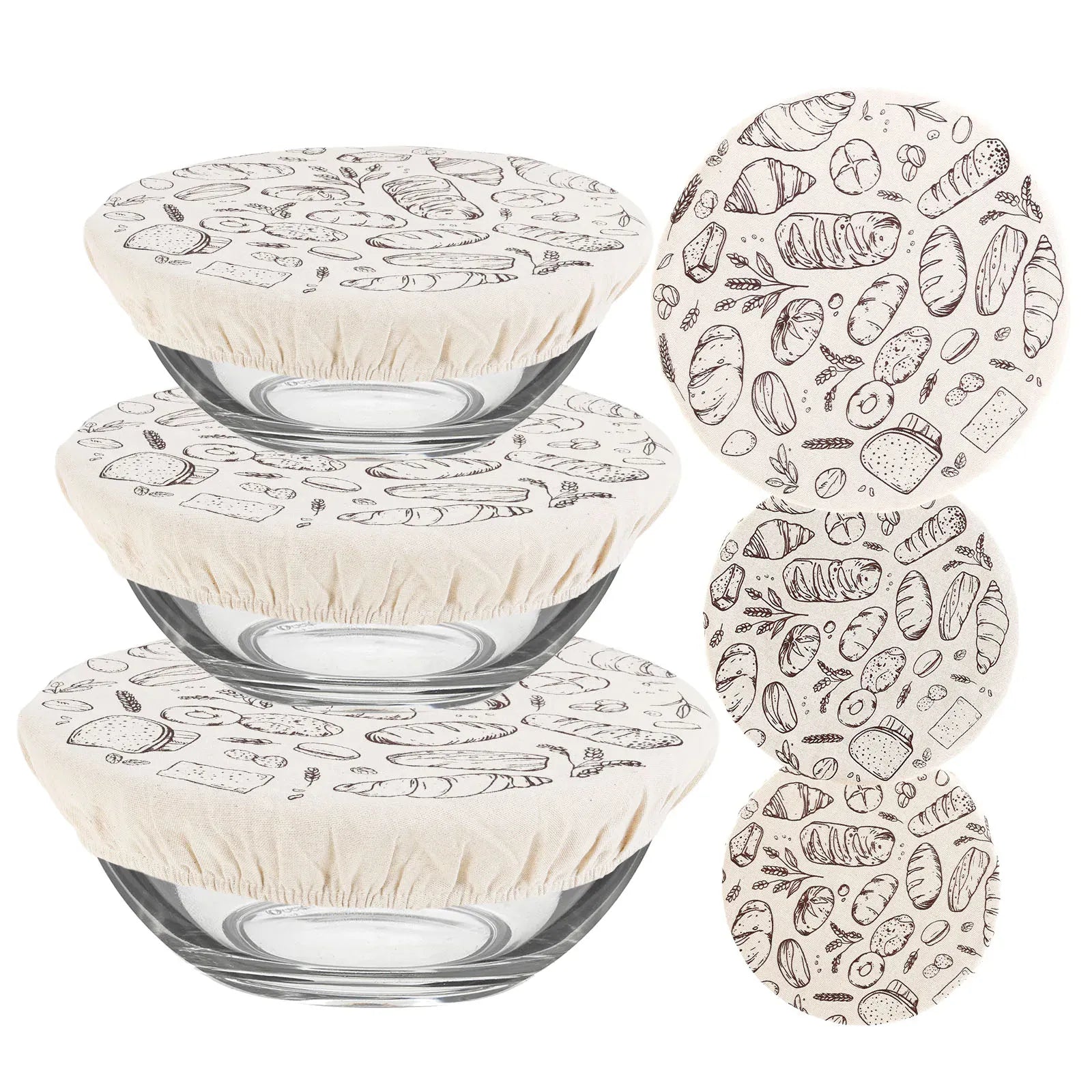 Couvercles Réutilisables en Tissu | Lot de 3 | Design Sourdough far