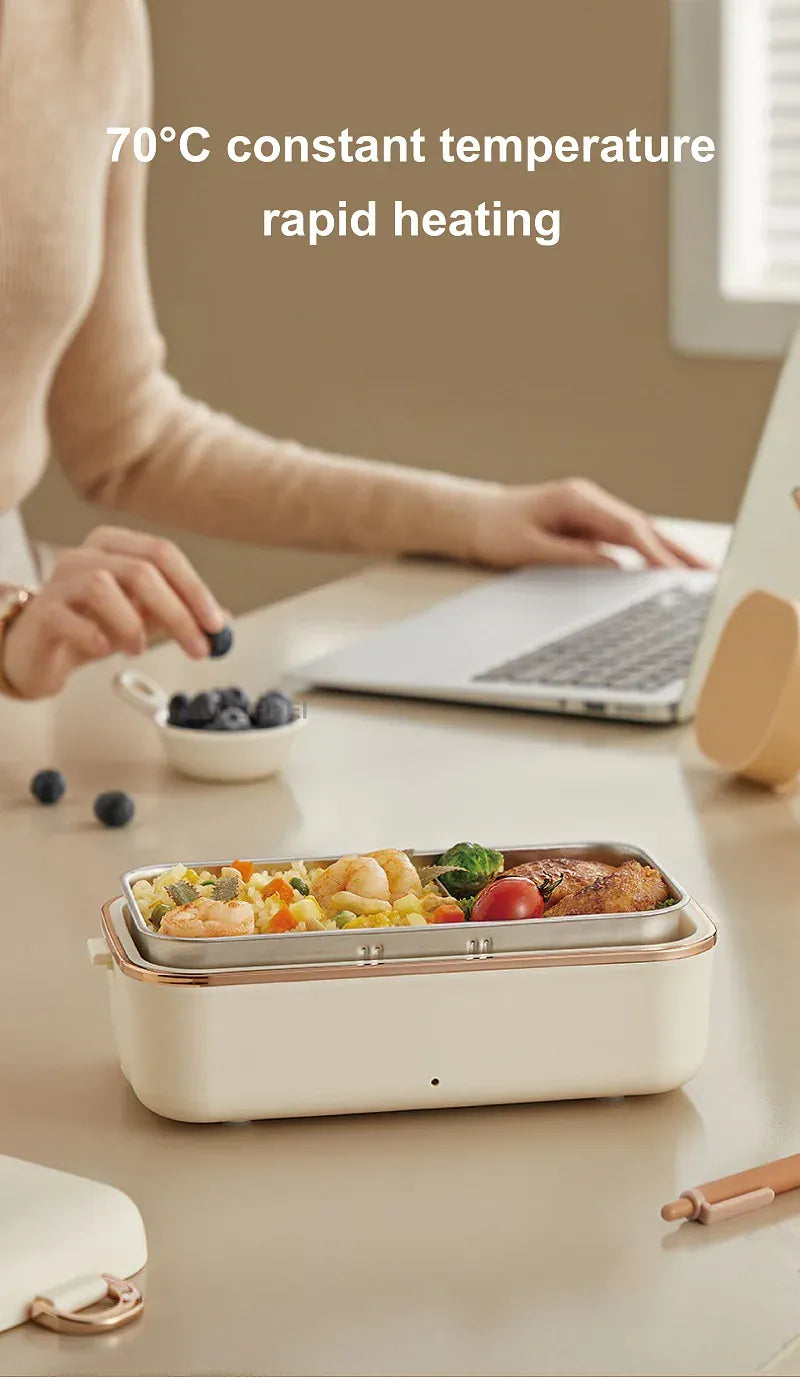 Lunch Box Chauffante Électrique 45W 800ml — Cuve Inox 304, Sans Eau, 70°C lunchboxchauf