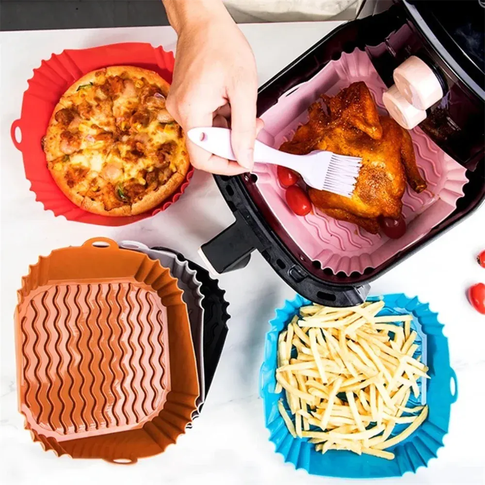 Moule Silicone Air Fryer Réutilisable Rectangulaire - Lot de 2 Pièces Air Fryer