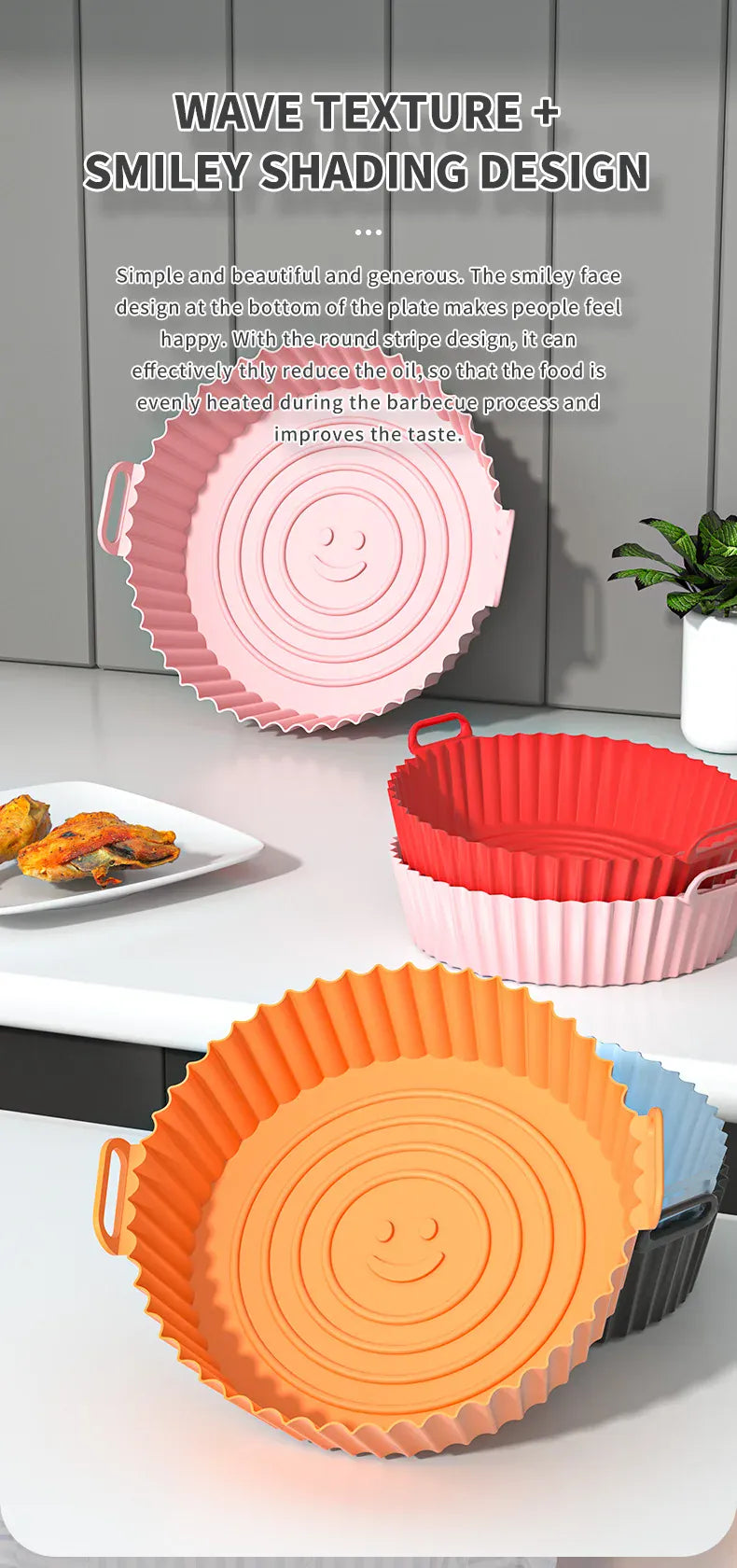 Moule Silicone Air Fryer Rond Réutilisable 25 cm - Lot de 1 Air Fryer
