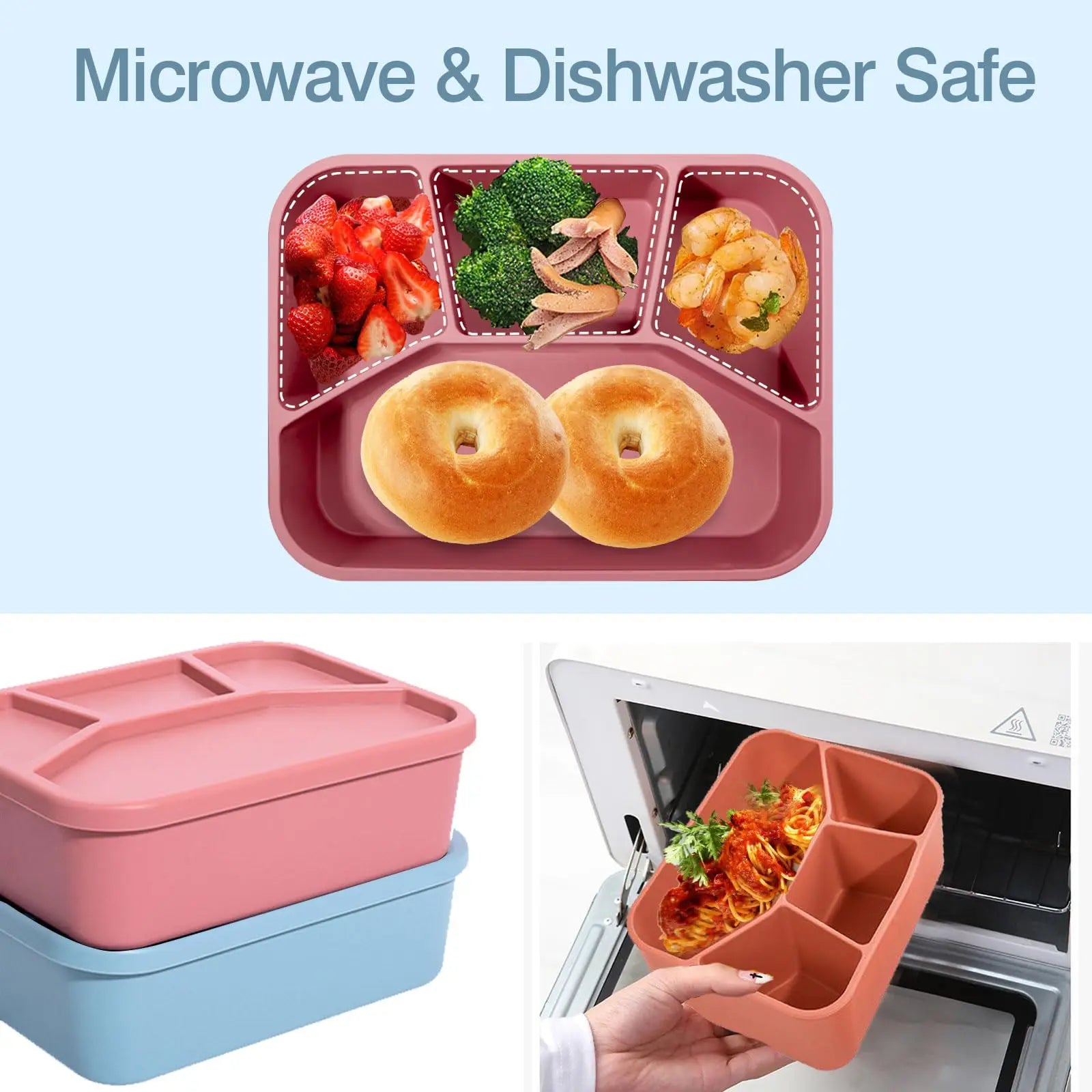Bento Compartimenté Silicone Écologique | 4 Compartiments 700ml Bento