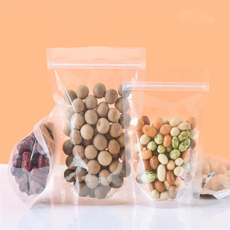 Sachets Zip Alimentaires Transparent 100 pièces Réutilisables