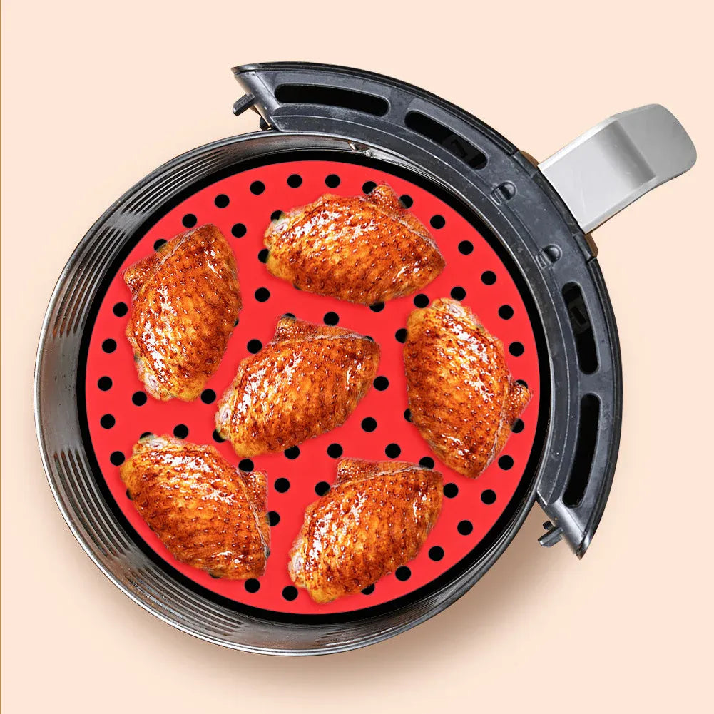 Moule Silicone Air Fryer Réutilisable - Lot de 2 Pièces Rondes Air Fryer