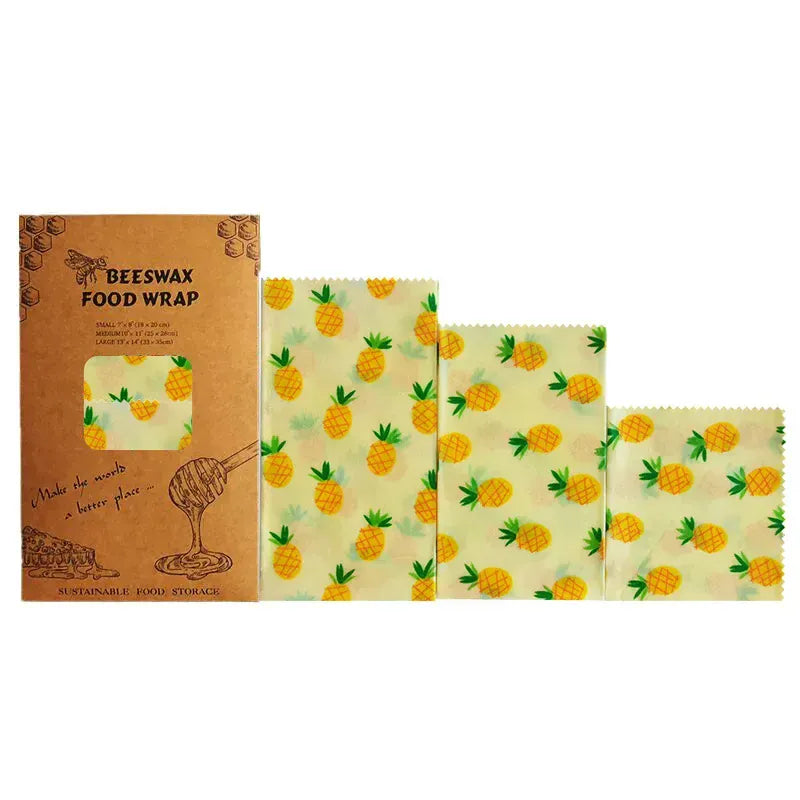 Film Alimentaire Réutilisable Cire d'Abeille Lot de 3 Pièces far