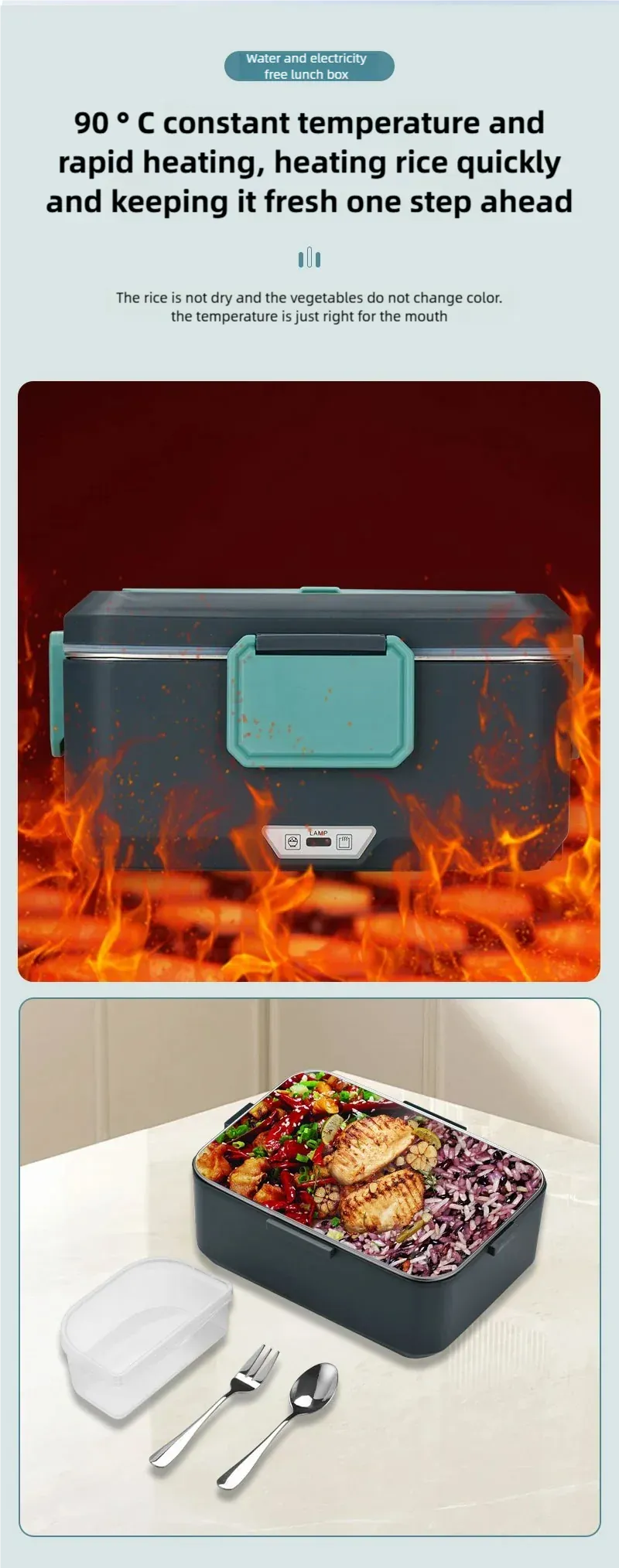 LunchBox Électrique Chauffante 3,5 L — Inox 304, 90 W, 220 V / 12-24 V Voiture lunchboxchauf