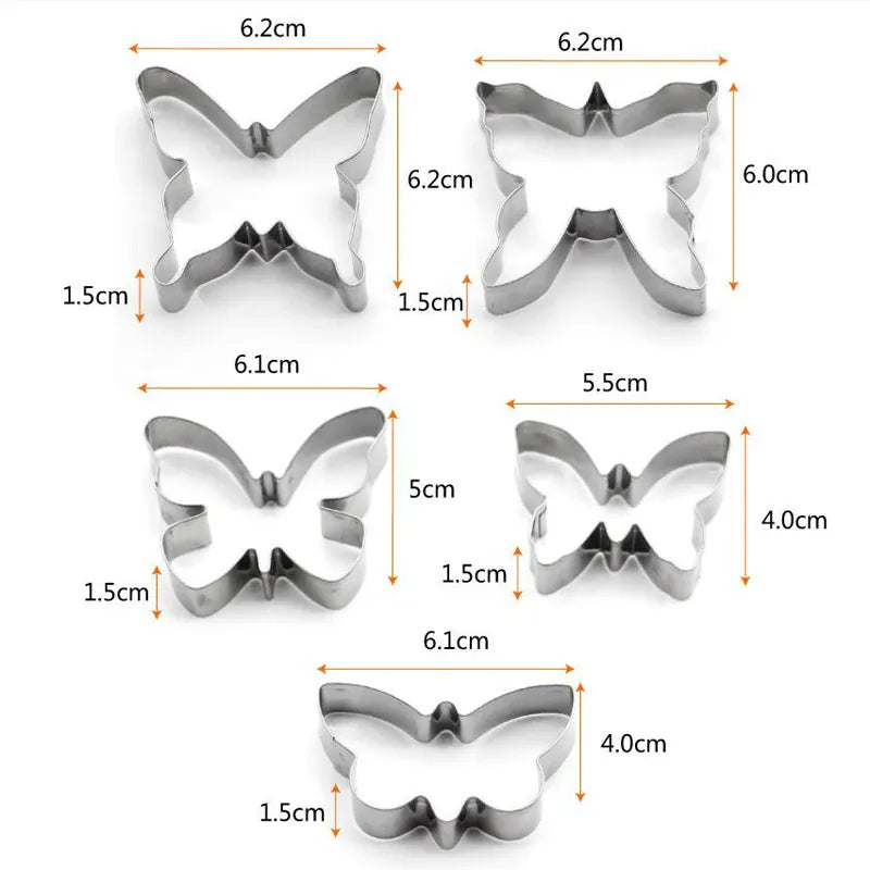Emporte-pièces à Biscuits en Acier Inoxydable - 5 Pièces Papillon emportepieces