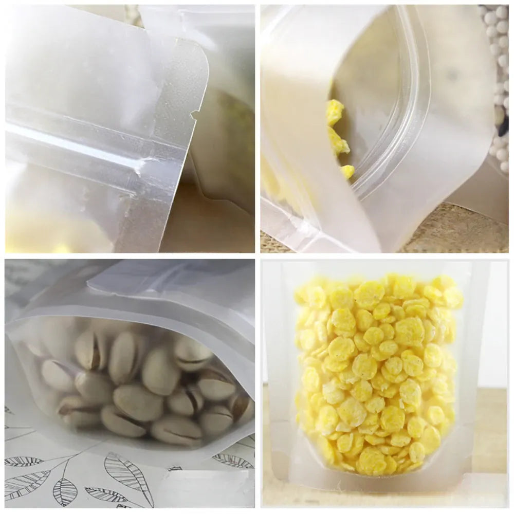 Sachets Zip Alimentaires Réutilisables - Lot de 100 Pièces