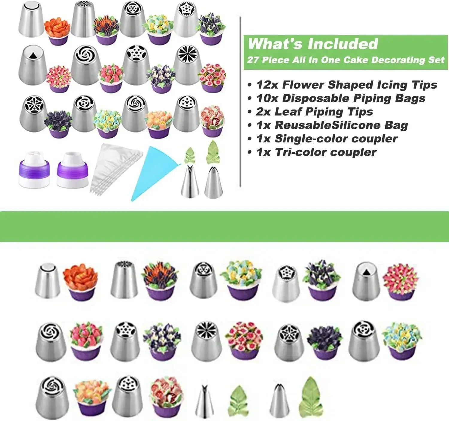 Set de 27 Douilles à Pâtisserie en Acier Inoxydable pour Décoration de Gâteaux douillepoche