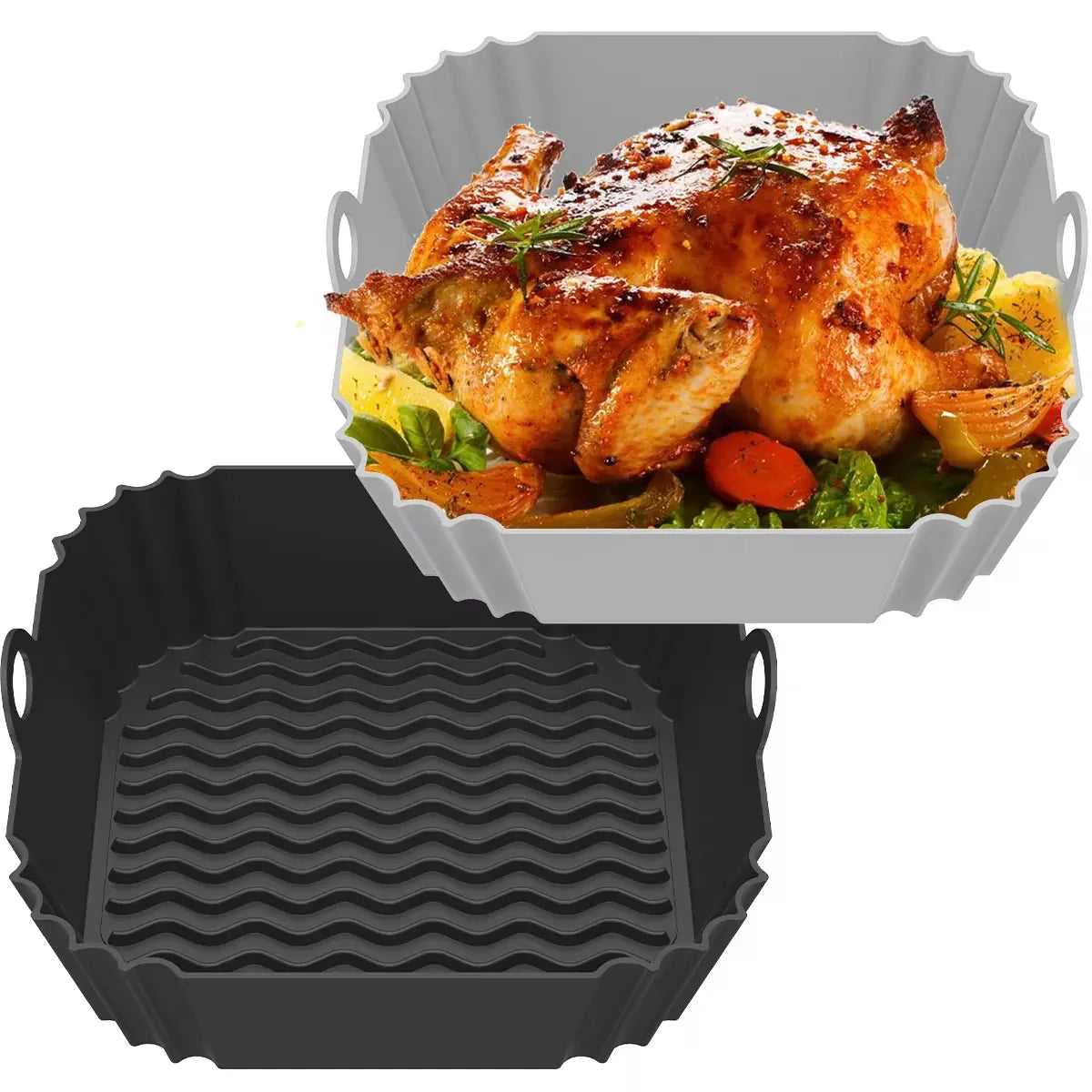 Moule Silicone Réutilisable Air Fryer Carré - Lot de 3 Pièces Air Fryer