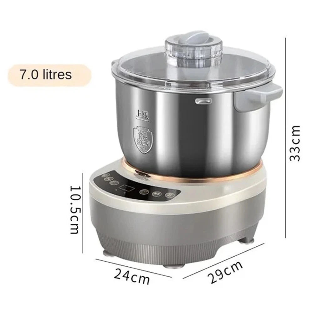 Pétrin électrique 7 L, cuve inox et couvercle transparent, dimensions