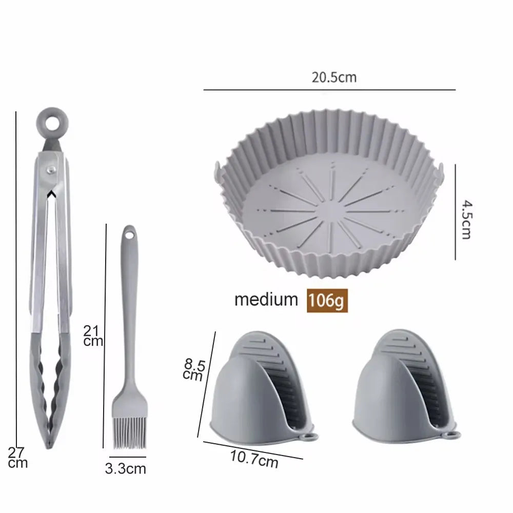 Moule Silicone Réutilisable Air Fryer Rond et Carré - Lot de 2 Pièces Air Fryer