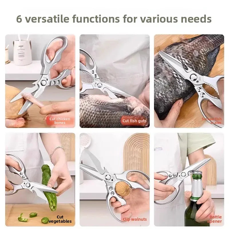 Ciseaux de cuisine inox multifonctionnels pour viande et os ciseaux