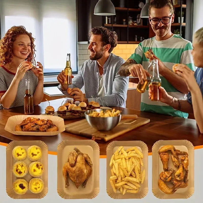 Papier Cuisson Air Fryer Rectangulaire Jetable Lot de 100 Pièces Air Fryer