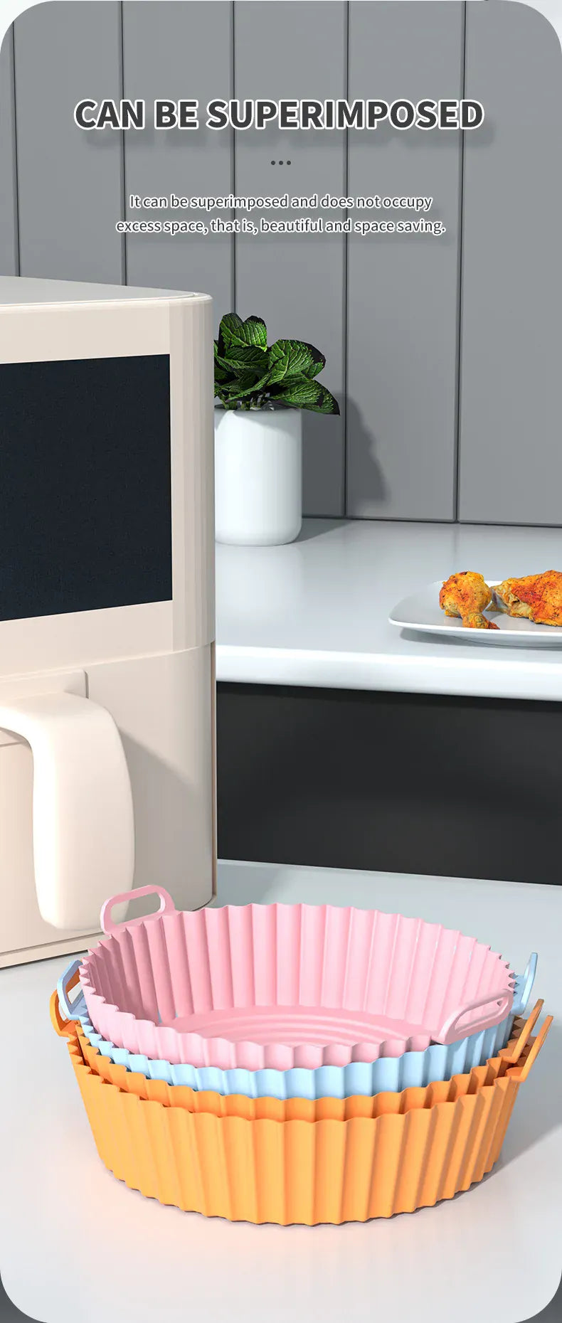 Moule Silicone Air Fryer Rond Réutilisable 25 cm - Lot de 1 Air Fryer