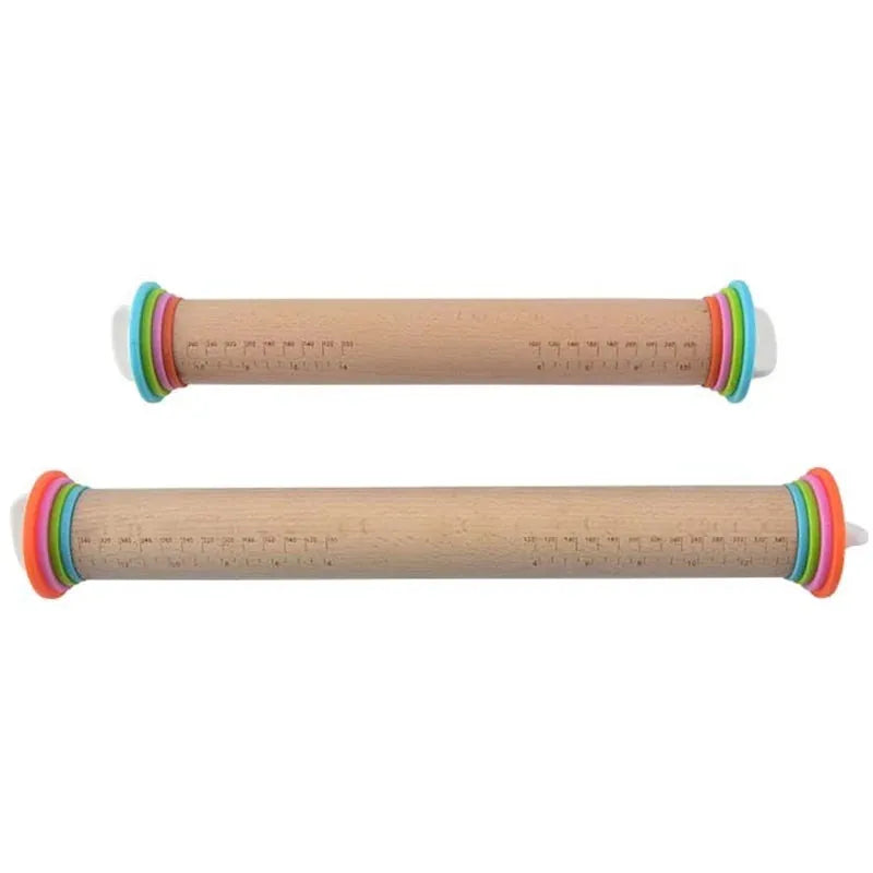 Rouleau à pâtisserie réglable en bois avec anneaux interchangeables rouleaupatisserie
