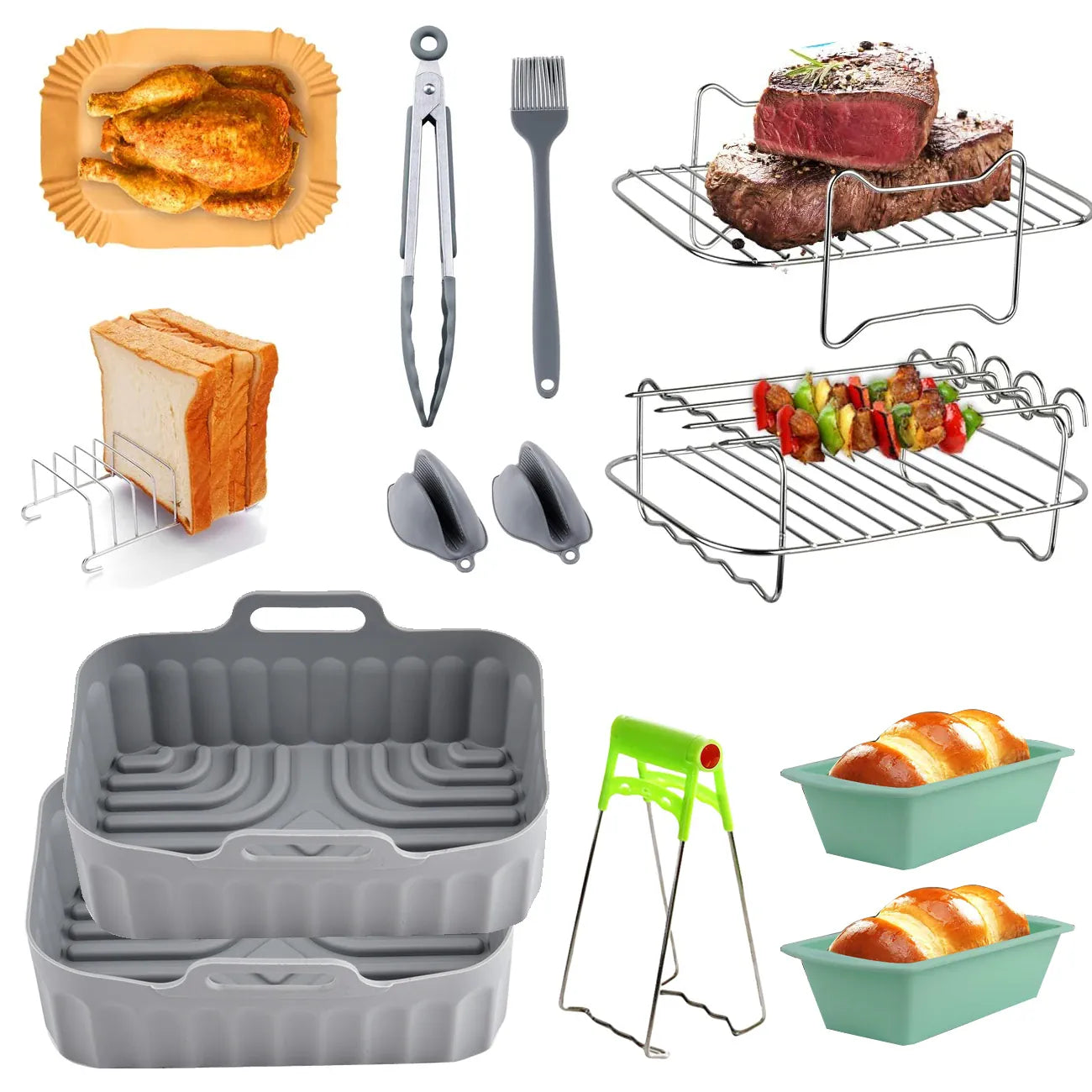 Kit Accessoires Friteuse Sans Huile - 6 Pièces Réutilisables Air Fryer